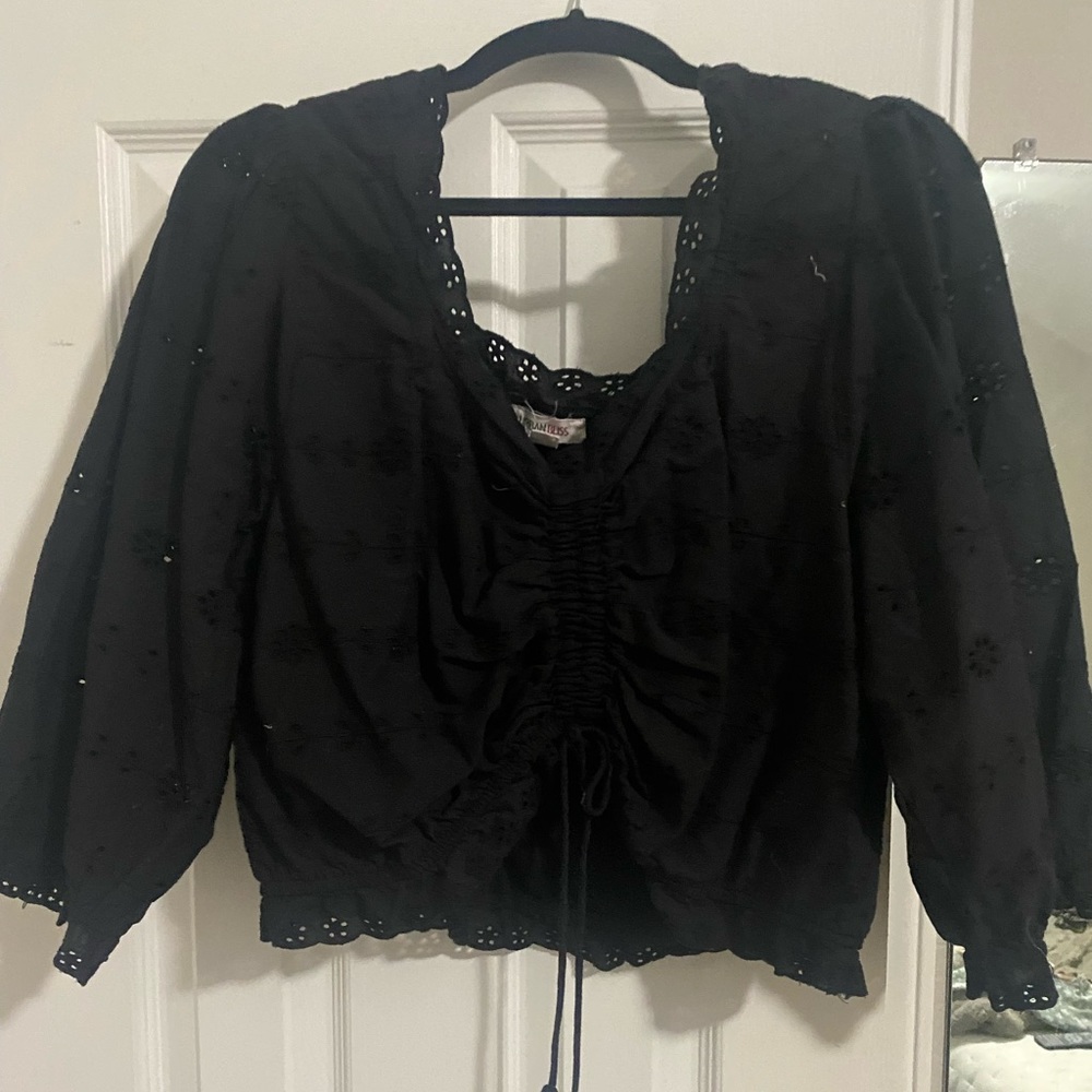 Black lace crop top
